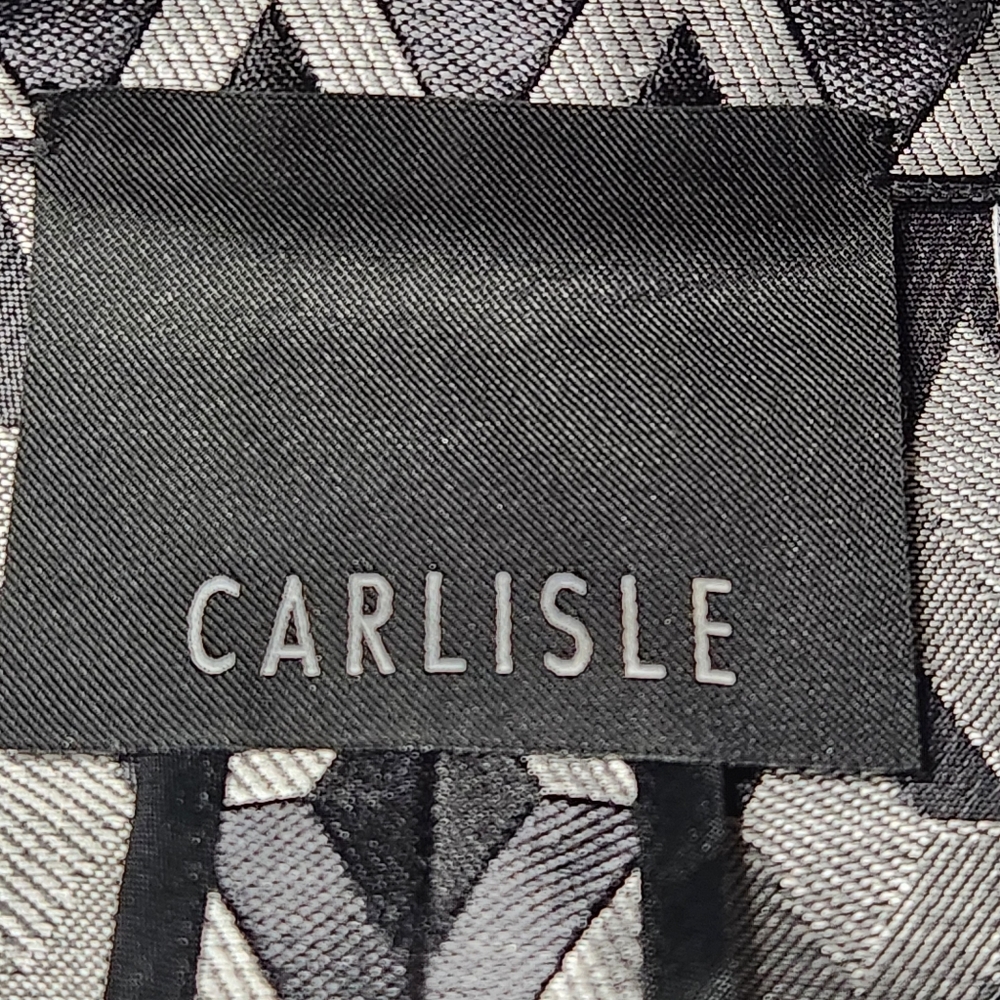 Carlisle Geometric Jacquard Skirt Suit Set Jacket & Pencil Skirt Black Silver 8 - Picture 9 of 16